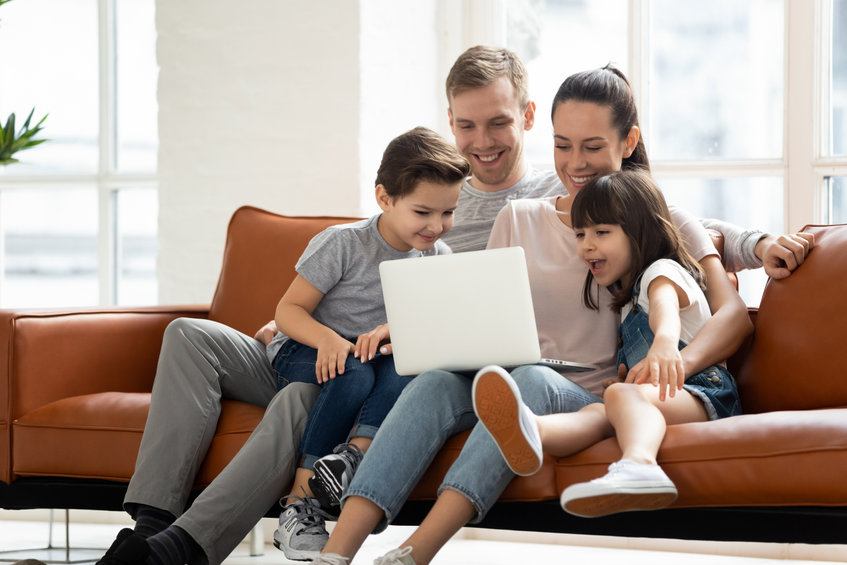 Happy family, mental health wellness